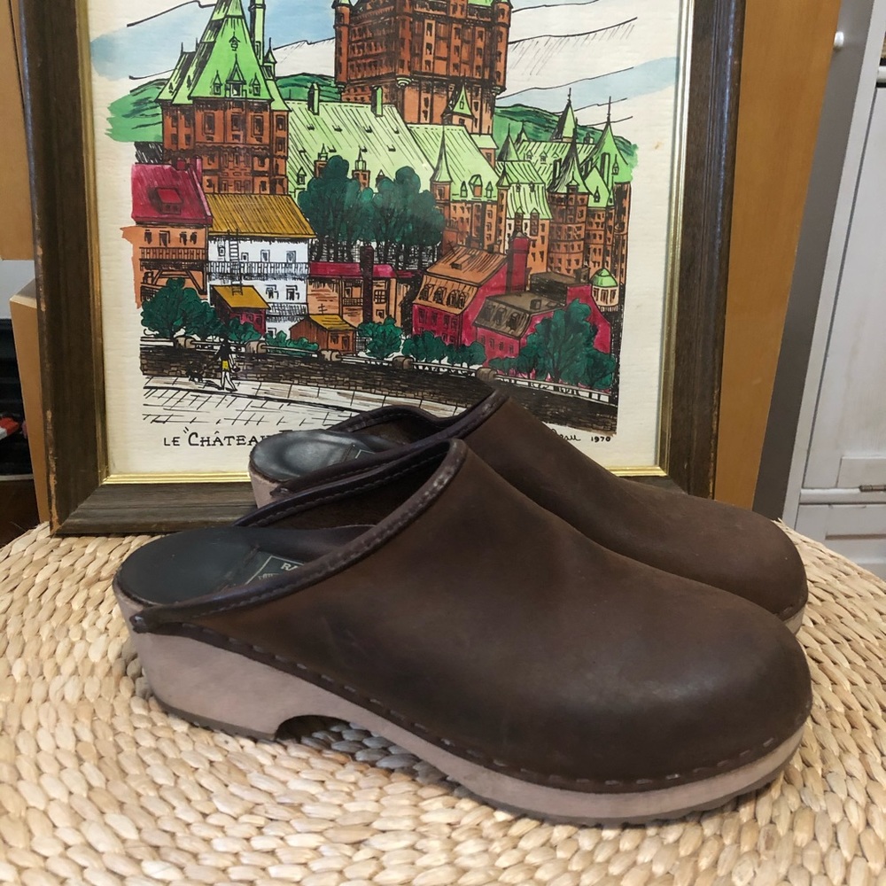 Vintage Ralph Lauren Country Brown Wooden Clogs 9